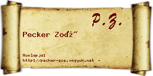 Pecker Zoé névjegykártya